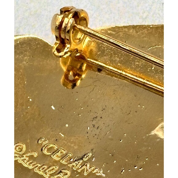 Laurel Burch Celan Black Swan Bird Enamel Goldtone Brooch Pin 1.5” Vintage EUC - Picture 4 of 8